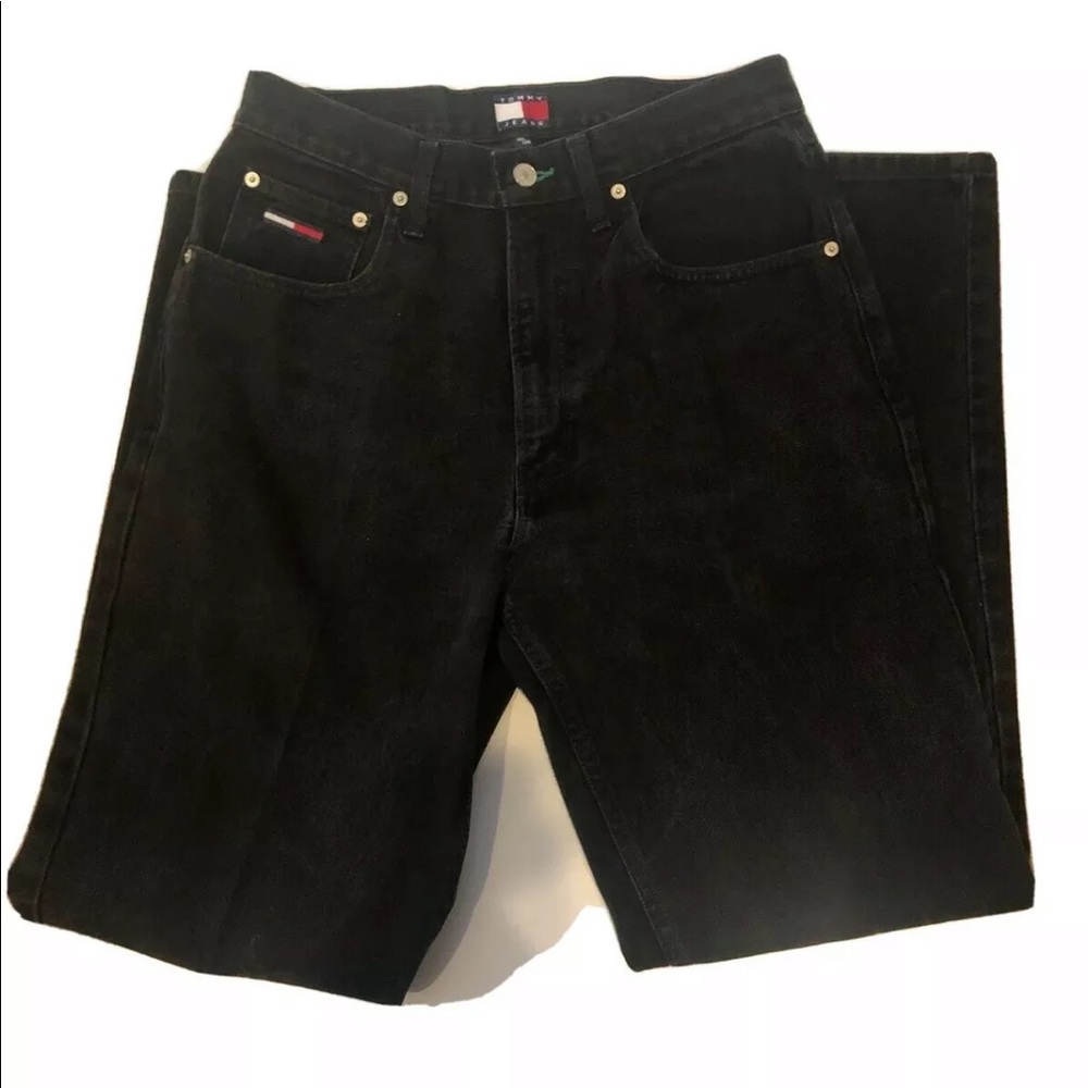 Vintage Tommy Hilfiger Large Flag Mom Black Jeans